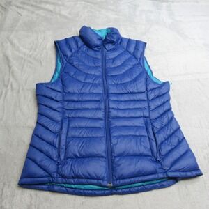 Bernardo Down Vest Womens Medium Blue Lightweight Packable Full Zip Quilted Puff